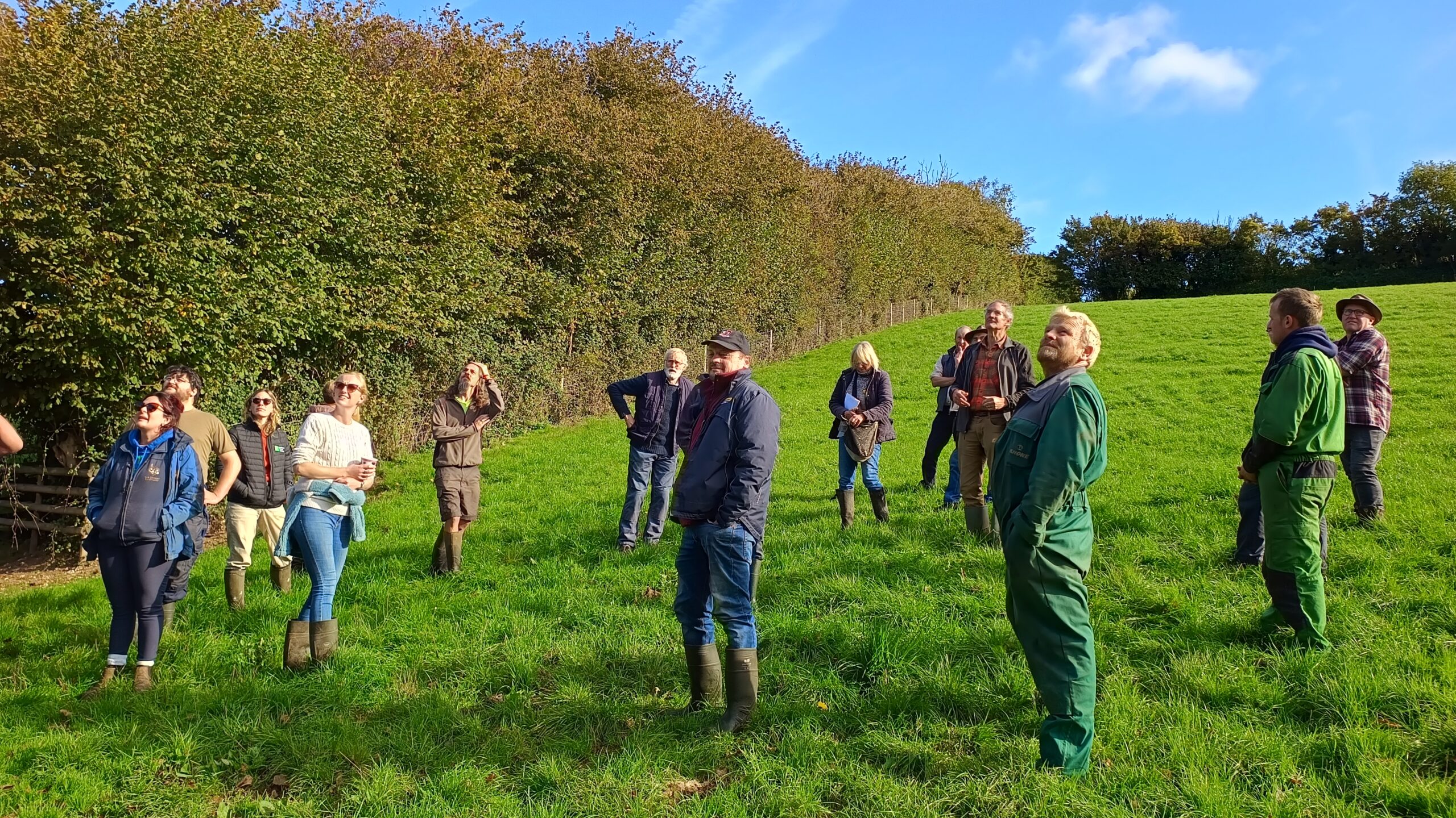 The East Devon Farmers Group at a Hedge Management Farm Walk.